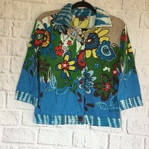 GAUDY COUTURE NWT FLORAL/ BLING SHIRT/JACKET M